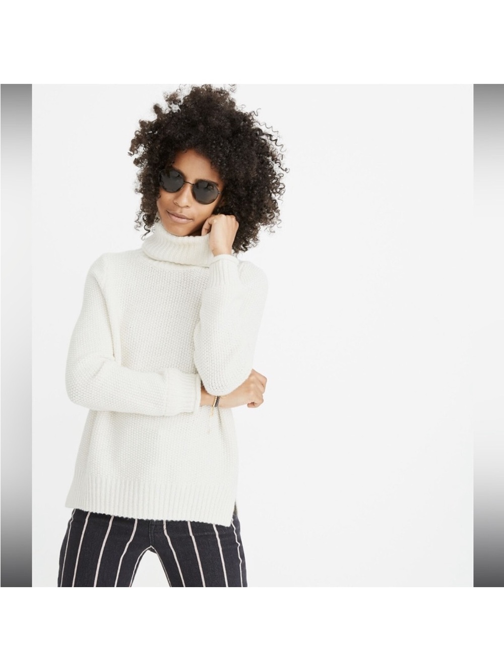 Madewell Cream Turtleneck Chunky Sweater